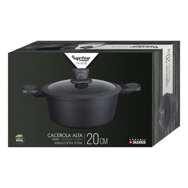 Cacerola aluminio fundido premium alta piedra 20cm